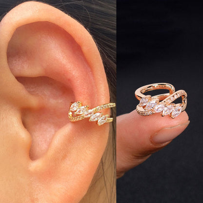 1Pc Hollow Geometry Rainbow CZ Cuff Wrap Clip On Earrings Women Girls Climber Ear Cartilage Bone Clips Fake Earring Non Piercing